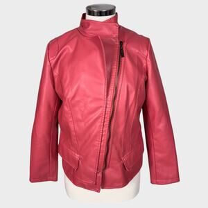 Chou Yatou Medium Pink Faux Leather Moto Jacket
